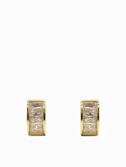 Lucienne - Zjoosh Premium|Earrings*Zjoosh Lucienne Baguette Huggie Hoops Gold