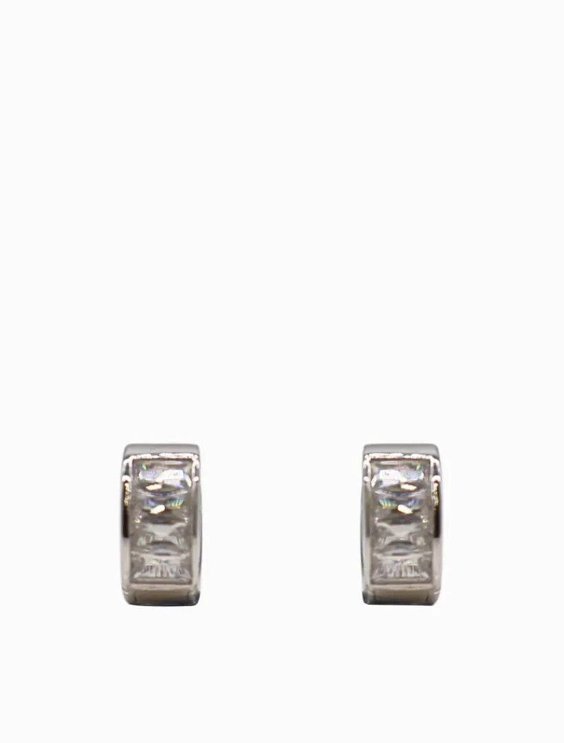 Lucienne - Zjoosh Premium|Earrings*Zjoosh Lucienne Baguette Huggie Hoops Rhodium