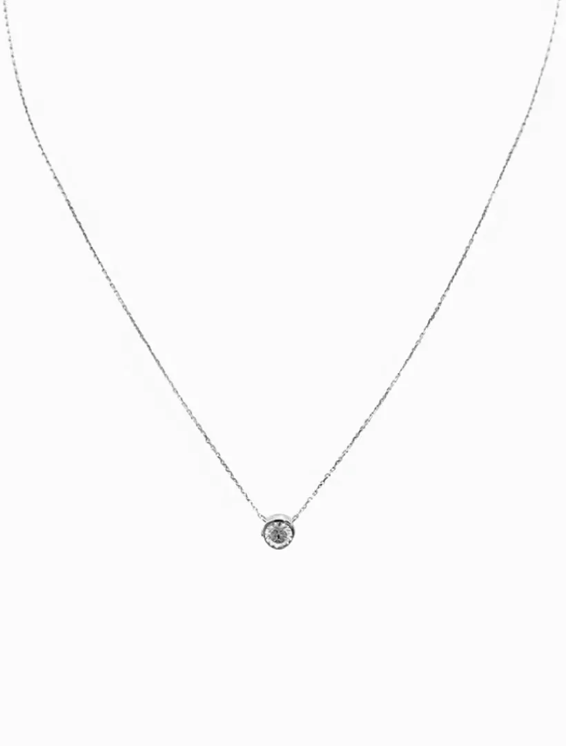 Lucienne - Zjoosh Premium|Necklaces*Zjoosh Lucienne Bezel Set Pendant Necklace Rhodium