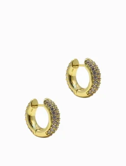 Lucienne - Zjoosh Premium|Earrings*Zjoosh Lucienne Crusted Crystal Hoops Gold