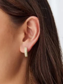 Lucienne - Zjoosh Premium|Earrings*Zjoosh Lucienne Crusted Crystal Hoops Gold