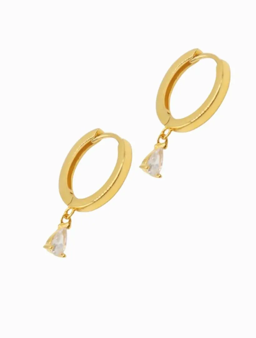 Lucienne - Zjoosh Premium|Earrings*Zjoosh Lucienne Hoops with Cubic Zirconia Drop Gold