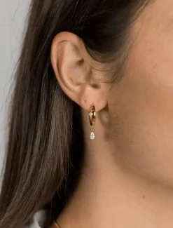 Lucienne - Zjoosh Premium|Earrings*Zjoosh Lucienne Hoops with Cubic Zirconia Drop Gold