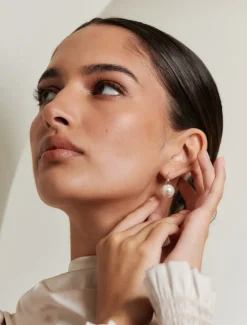 Lucienne - Zjoosh Premium|Pearl Jewellery*Zjoosh Lucienne Insignia Pearl Hooks Rhodium