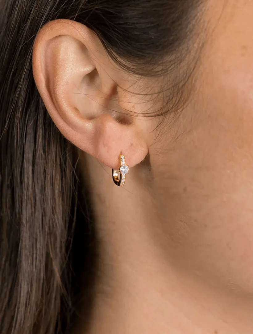 Lucienne - Zjoosh Premium|Earrings*Zjoosh Lucienne Oblong Cubic Zirconia Hoops Gold