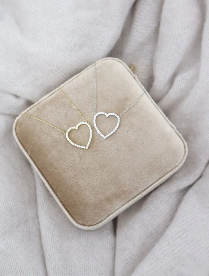 Lucienne - Zjoosh Premium|Necklaces*Zjoosh Lucienne Open Heart Necklace Rhodium