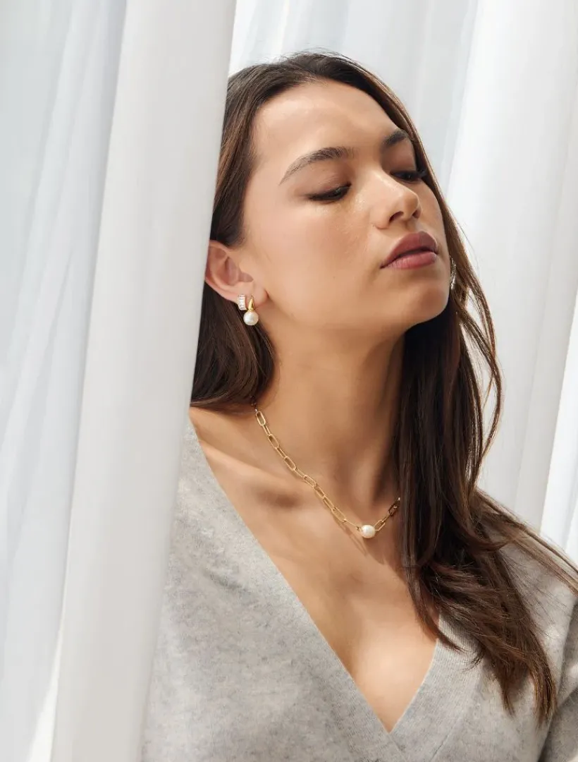 Lucienne - Zjoosh Premium|Pearl Jewellery*Zjoosh Lucienne Paper Clip and Pearl Necklace Gold