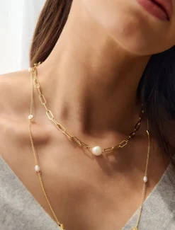 Lucienne - Zjoosh Premium|Pearl Jewellery*Zjoosh Lucienne Paper Clip and Pearl Necklace Gold