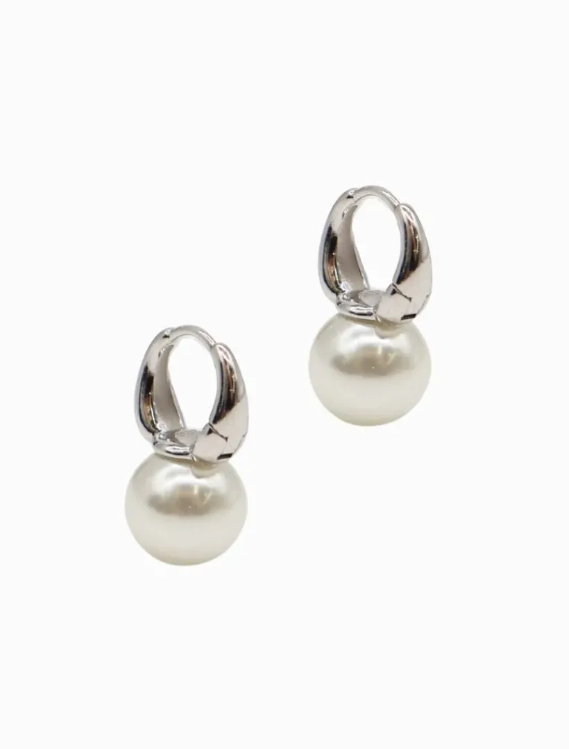 Lucienne - Zjoosh Premium|Pearl Jewellery*Zjoosh Lucienne Pearl Ball Huggies 925 Rhodium