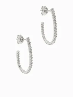 Lucienne - Zjoosh Premium|Earrings*Zjoosh Lucienne Scoop Cubic Zirconia Hoops Rhodium