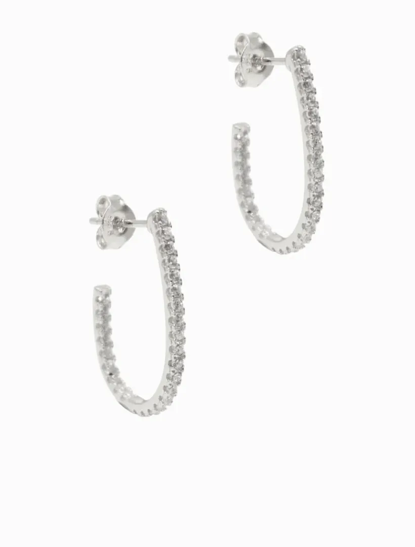 Lucienne - Zjoosh Premium|Earrings*Zjoosh Lucienne Scoop Cubic Zirconia Hoops Rhodium