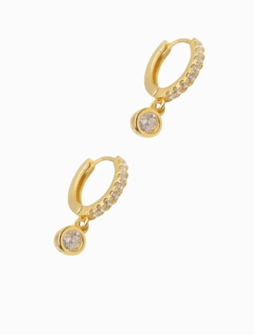 Lucienne - Zjoosh Premium|Earrings*Zjoosh Lucienne Small Drop Cubic Zirconia Hoops Gold