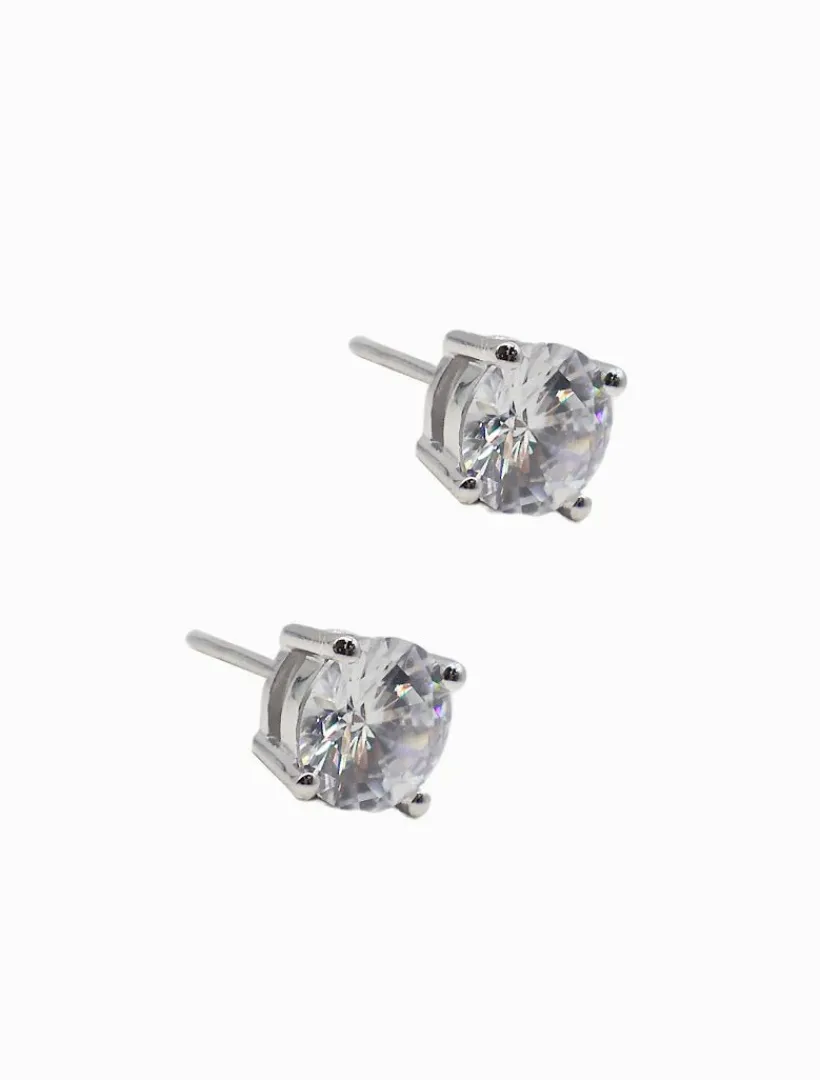 Earrings|Silver Jewellery*Zjoosh Lucienne Sterling Silver Round Crystal Studs 7mm