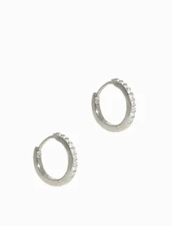 Lucienne - Zjoosh Premium|Earrings*Zjoosh Lucienne Sterling Silver and Crystal Huggie Hoops