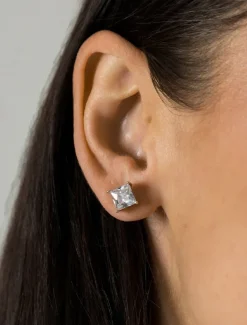 Lucienne - Zjoosh Premium|Earrings*Zjoosh Lucienne Sterling Silver Square CZ Studs 7mm