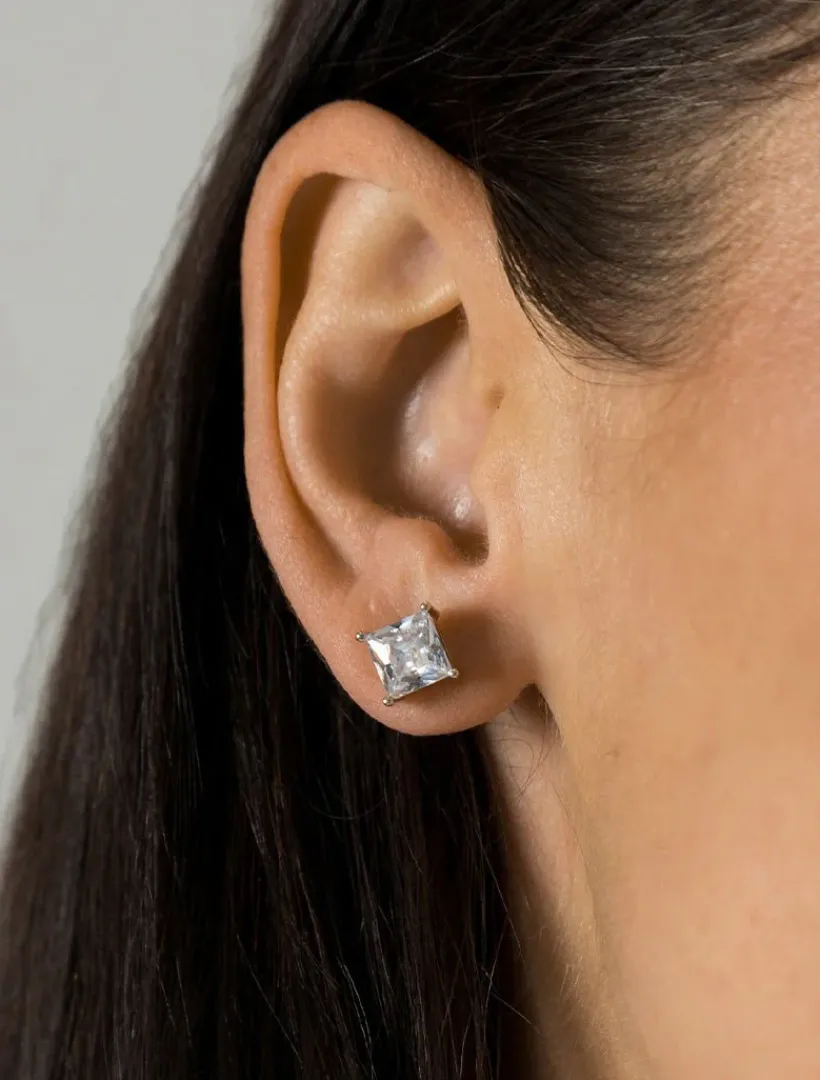 Lucienne - Zjoosh Premium|Earrings*Zjoosh Lucienne Sterling Silver Square CZ Studs 7mm