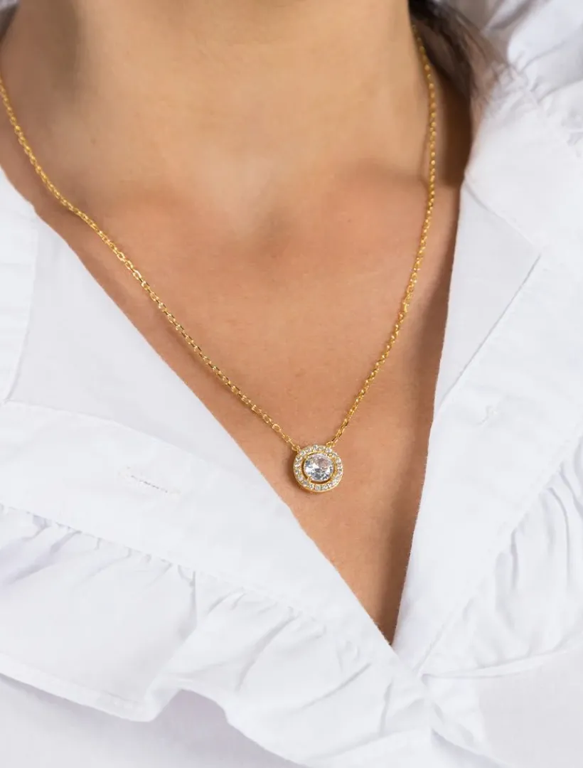Lucienne - Zjoosh Premium|Necklaces*Zjoosh Lucienne White Crystal Surround Pendant