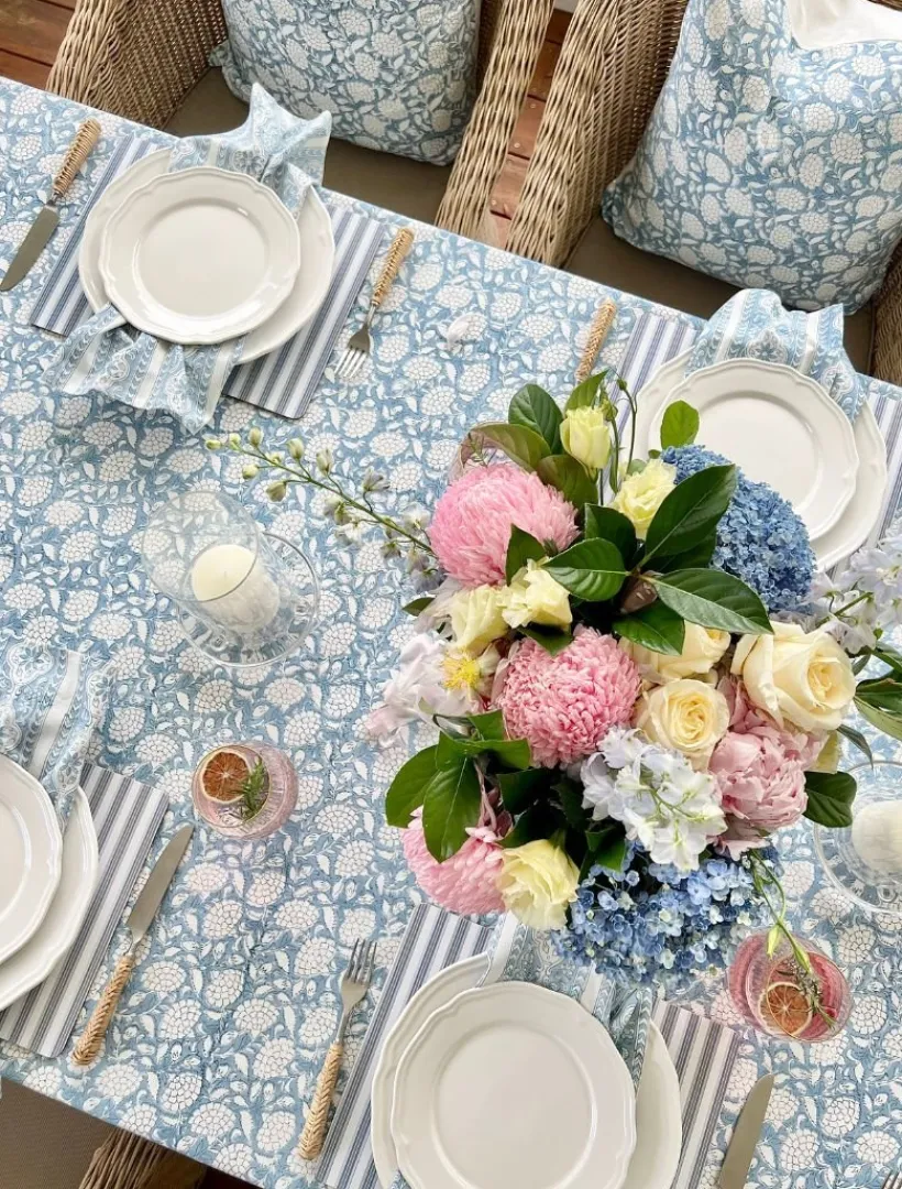 Table Linen*Zjoosh Majorelle Rectangle Tablecloth 150cm x 320cm Blue