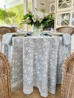 Table Linen*Zjoosh Majorelle Round Tablecloth Blue