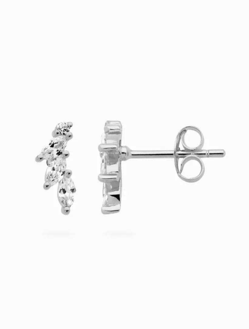 Earrings|Silver Jewellery*Ellani Marquise Round Cubic Zirconia Stud Earrings Rhodium