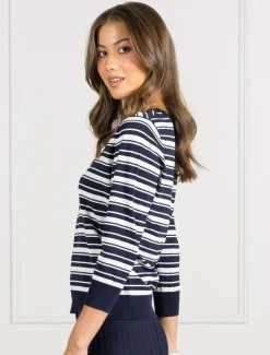 Knits And Jumpers*Zjoosh Melanie Knit Jumper Striped- FINAL SALE NavyWhite