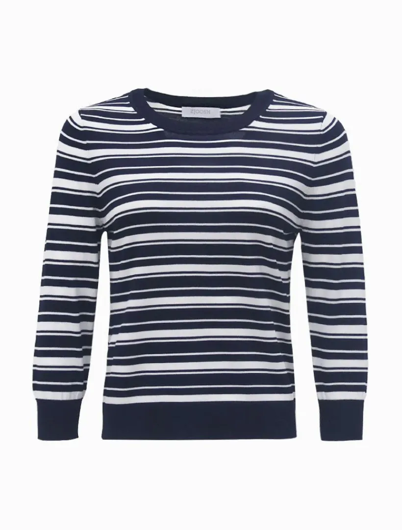 Knits And Jumpers*Zjoosh Melanie Knit Jumper Striped- FINAL SALE NavyWhite