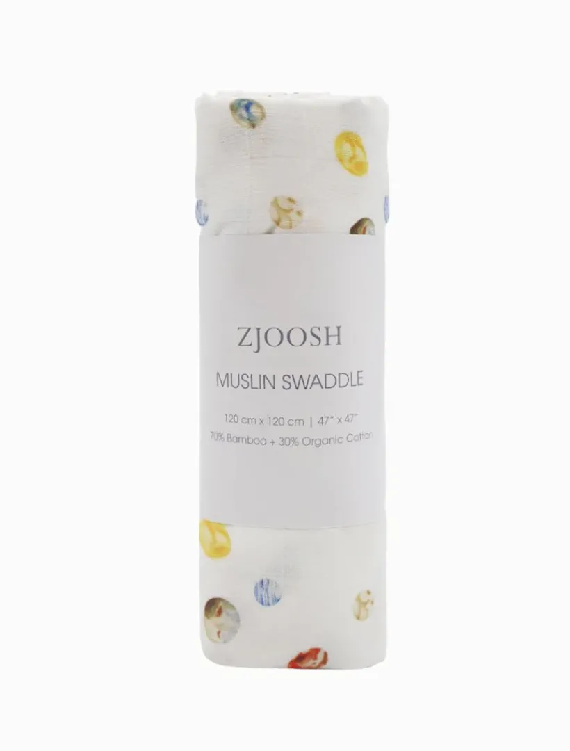 Kids*Zjoosh Muslin Swaddle Planets