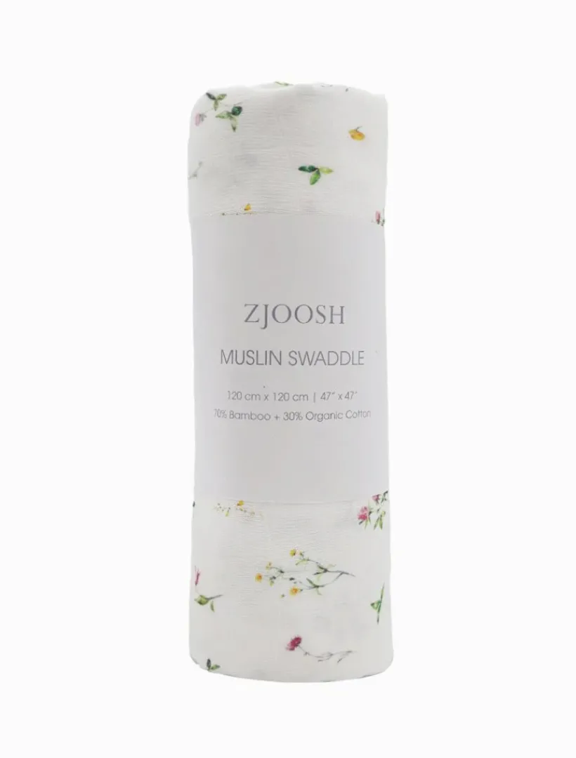 Kids*Zjoosh Muslin Swaddle Scattered Flowers