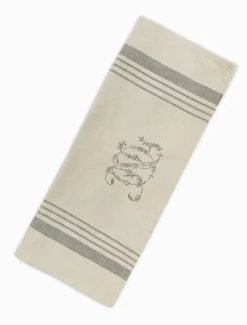 Towels*3rd Party Other Natural Stripe Monogram Tea Towel Grey Blue