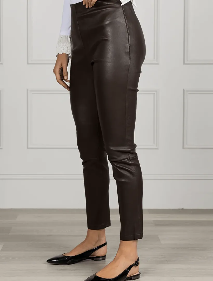 Pants*Zjoosh Olivia Genuine Leather Pants Chocolate