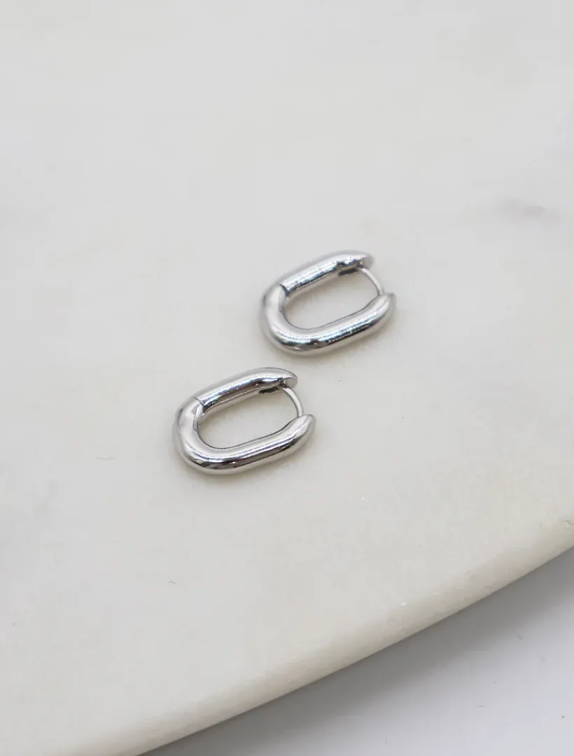Earrings|Silver Jewellery*Zjoosh Oval Hoop Earrings Silver