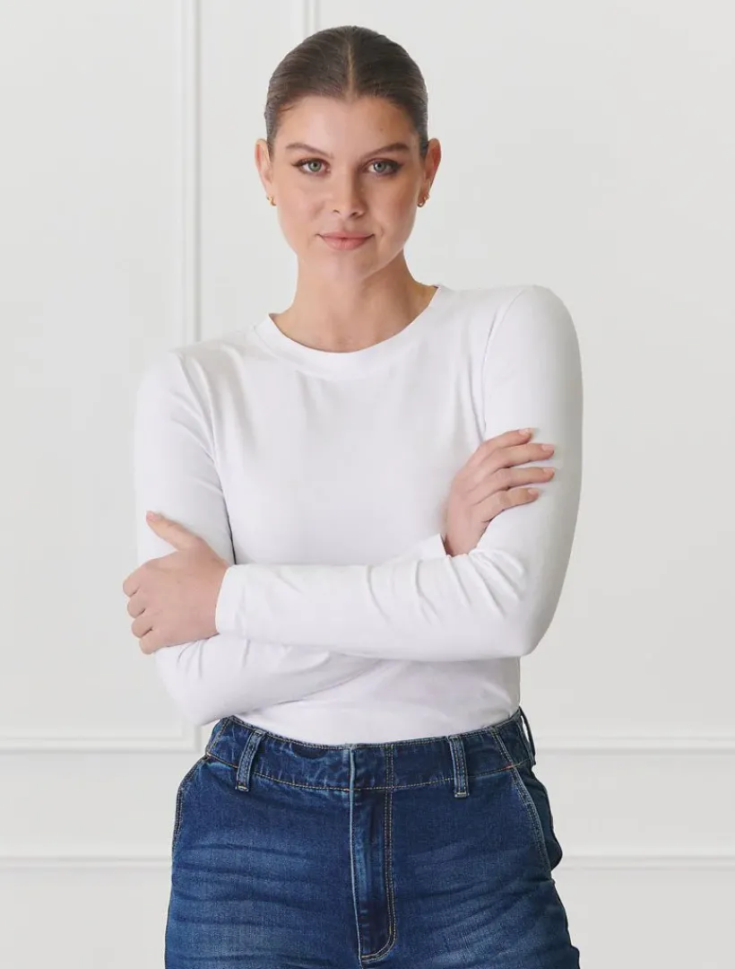 Shirts And Tops*Zjoosh Paris Long Sleeve Classic Tee White