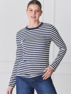 Shirts And Tops*Zjoosh Paris Long Sleeve Tee Navy White NavyWhite