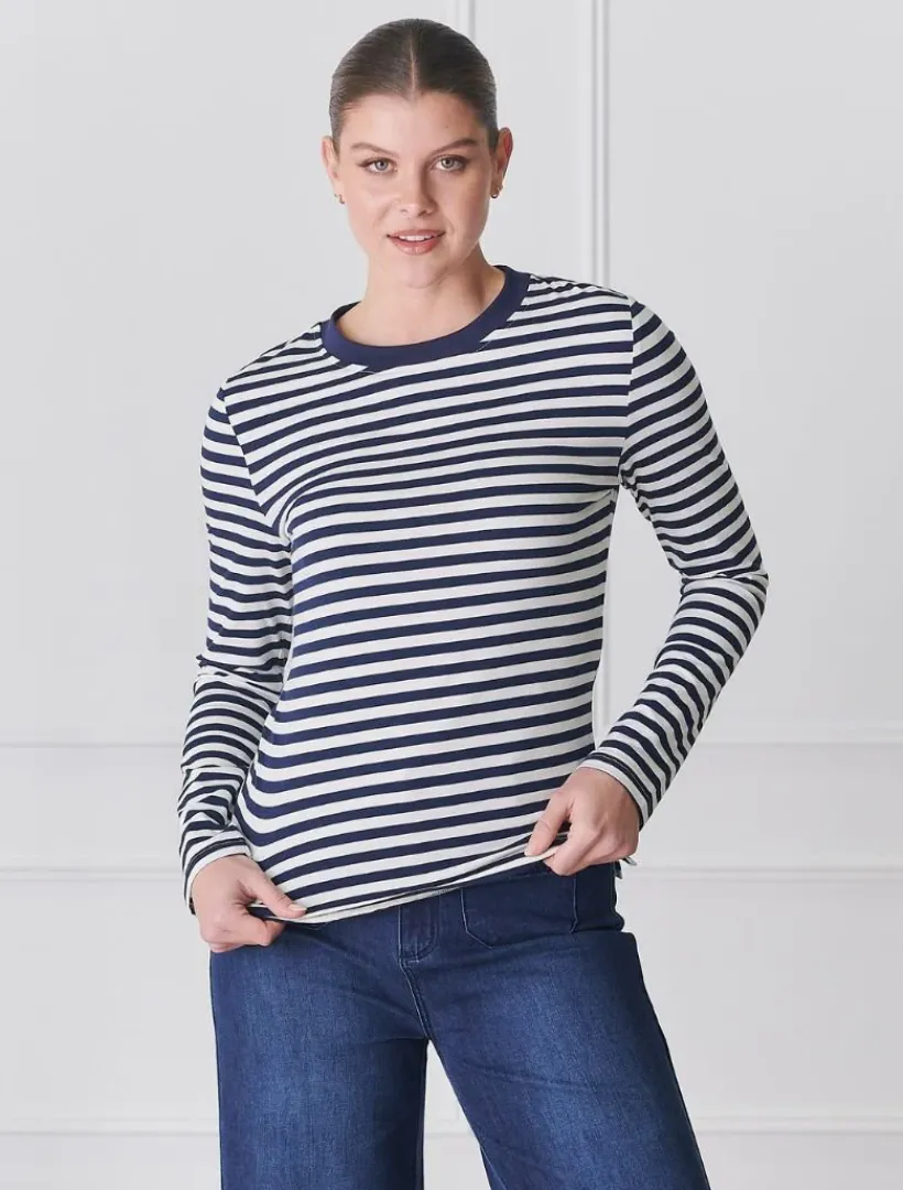 Shirts And Tops*Zjoosh Paris Long Sleeve Tee Navy White NavyWhite