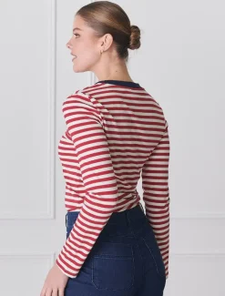 Shirts And Tops*Zjoosh Paris Long Sleeve Tee Red White RedWhite