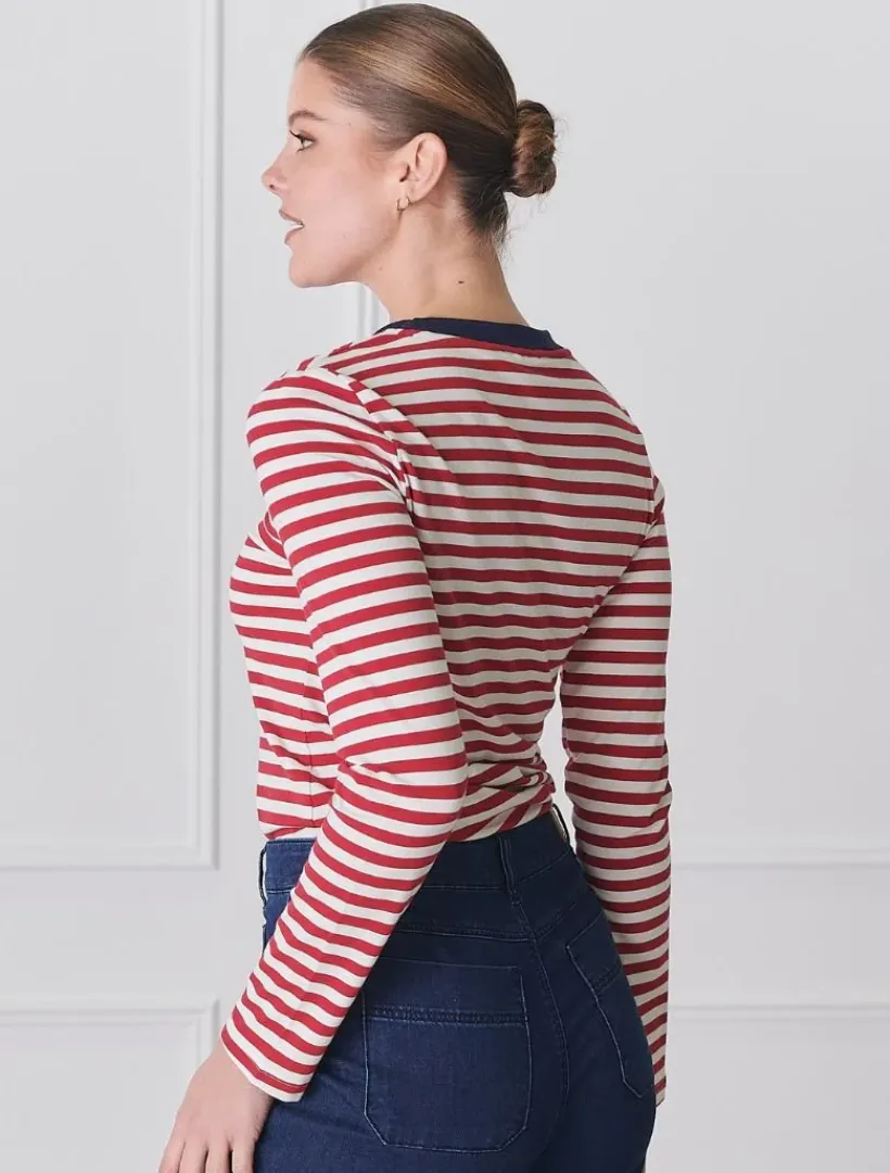 Shirts And Tops*Zjoosh Paris Long Sleeve Tee Red White RedWhite