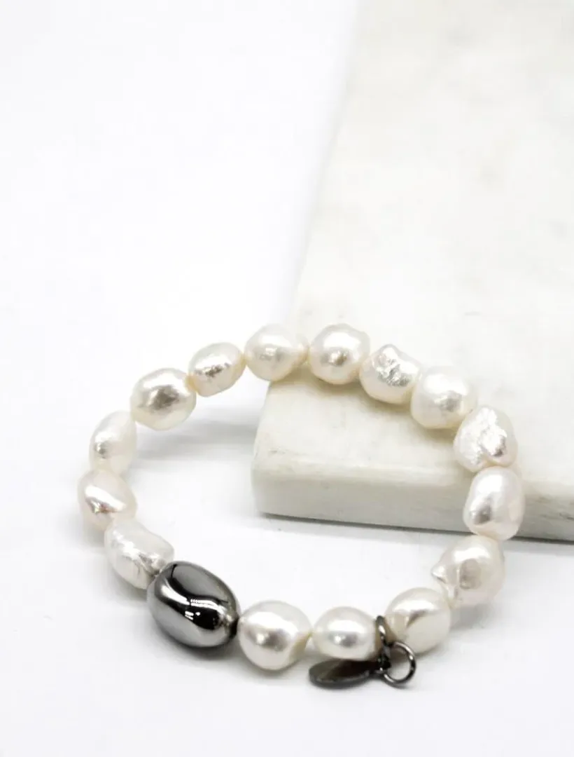 Pearl Jewellery|Bangles And Bracelets*Zjoosh Pearl Bracelet Silver Bean