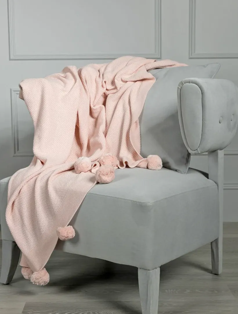 Blankets And Throws*Zjoosh Pippa Pom Pom Throw Pink