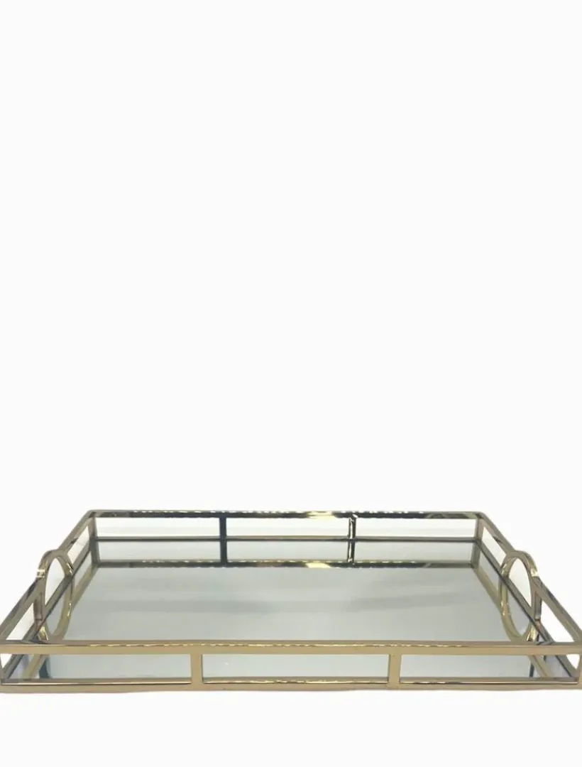 Trays*3rd Party Other Rectangle Arch Handle Tray Large Gold