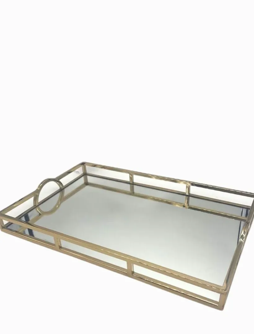 Trays*3rd Party Other Rectangle Arch Handle Tray Large Gold