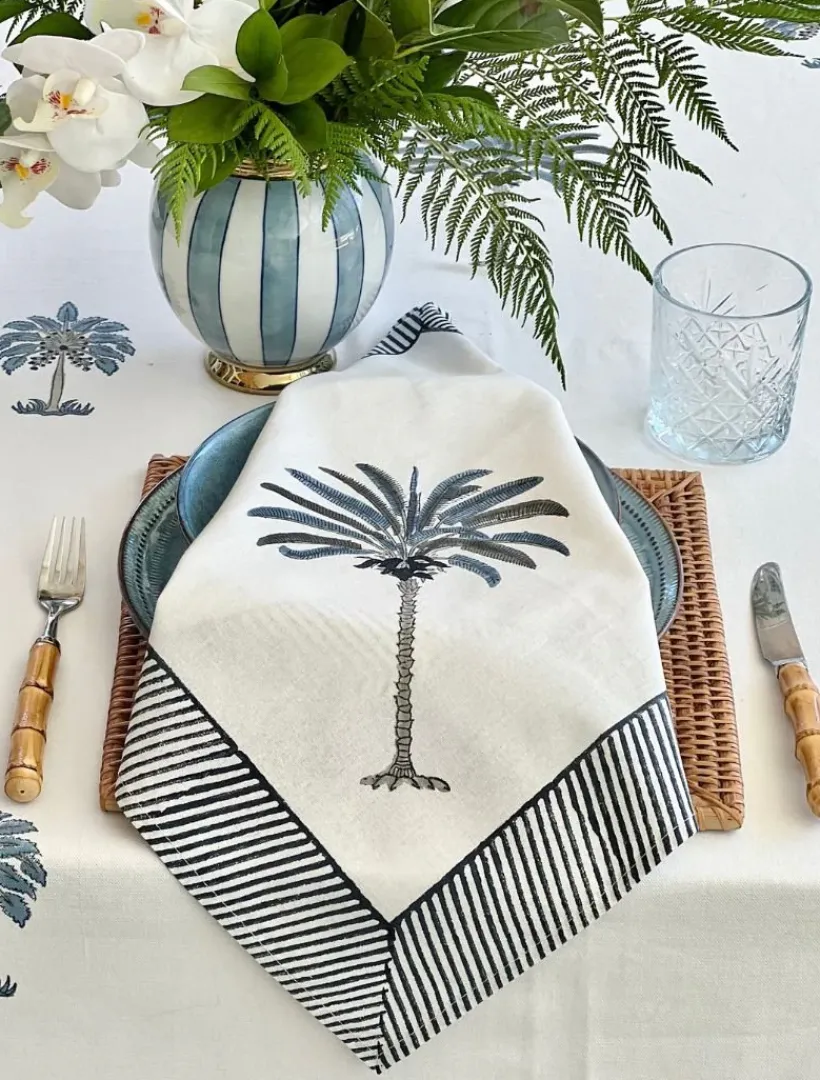 Table Linen*Zjoosh Ritchie Palms Napkin (Set of 4) Blue