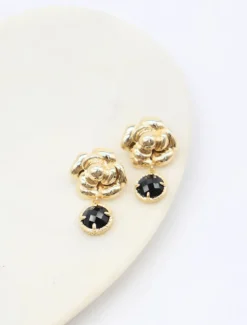 Earrings*Zjoosh Roselte Black Crystal Drops