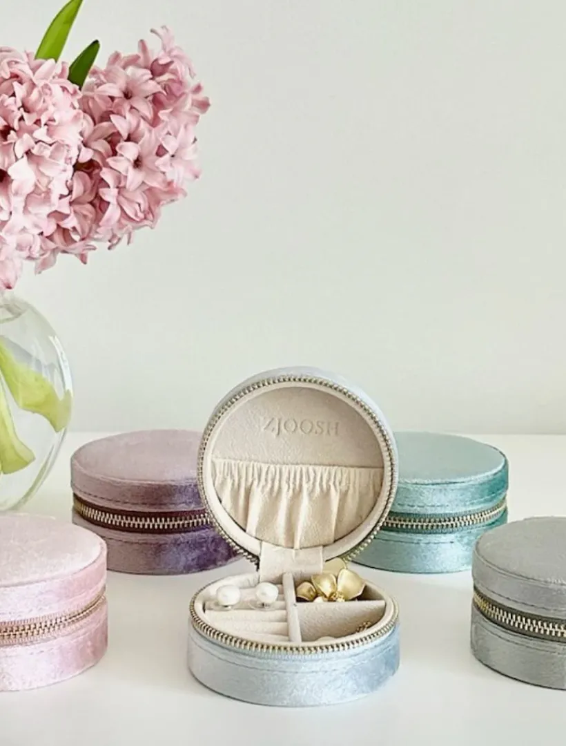 Jewellery Storage|Jewellery And Trinket Boxes*Zjoosh Round Jewellery Case Blue