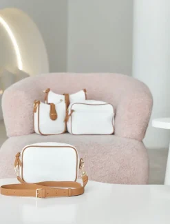 Cross Body Bags|Ruby Cross Body Collection*Zjoosh Ruby Sports Cross Body Bag Dual Tone White Tan WhiteTan