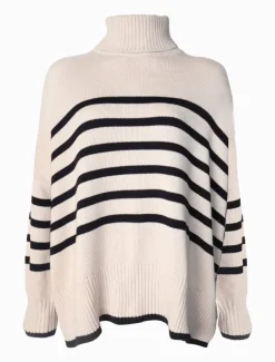 Knits And Jumpers*Zjoosh Samantha Striped Knit Ecru Black