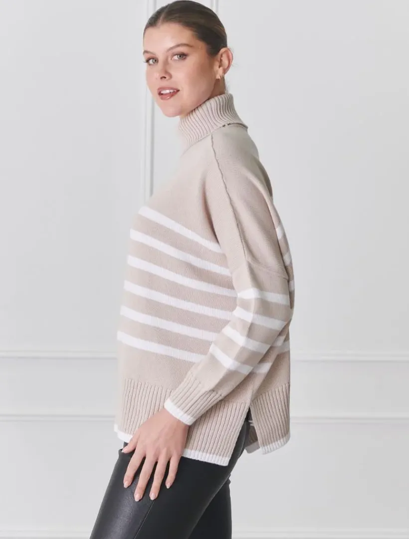 Knits And Jumpers*Zjoosh Samantha Striped Knit Ecru White