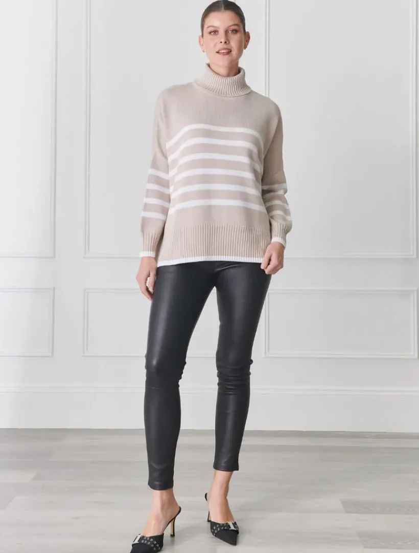Knits And Jumpers*Zjoosh Samantha Striped Knit Ecru White