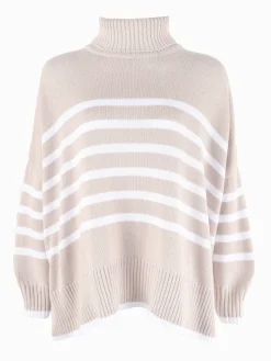 Knits And Jumpers*Zjoosh Samantha Striped Knit Ecru White