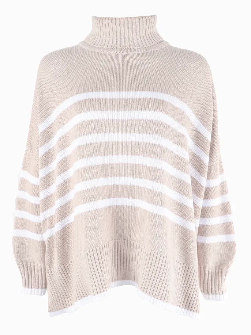 Knits And Jumpers*Zjoosh Samantha Striped Knit Ecru White