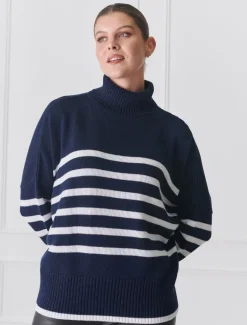 Knits And Jumpers*Zjoosh Samantha Striped Knit Navy White